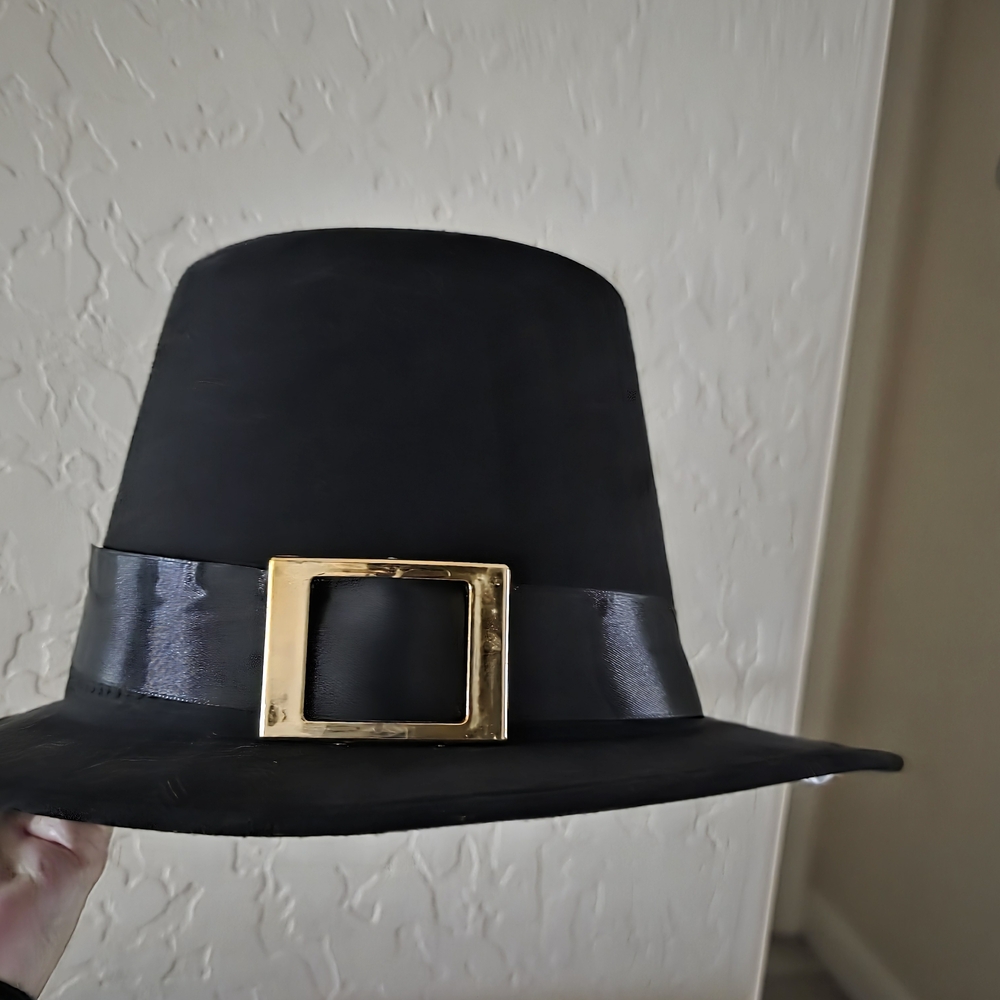 Elegant Black Hat with Gold Buckle